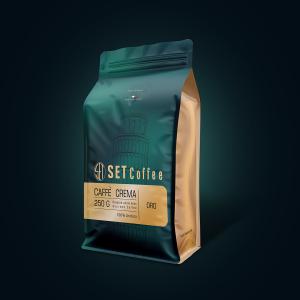 طراحی بسته بندی قهوه در وزن ۲۵۰ گرم نقره ای و طلایی